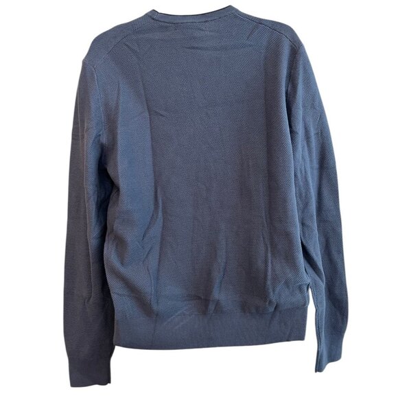 Mens Large Blue Waffle Weave Knit Shirt Long Sleeve Pullover The Mens Store NWT - Picture 2 of 3